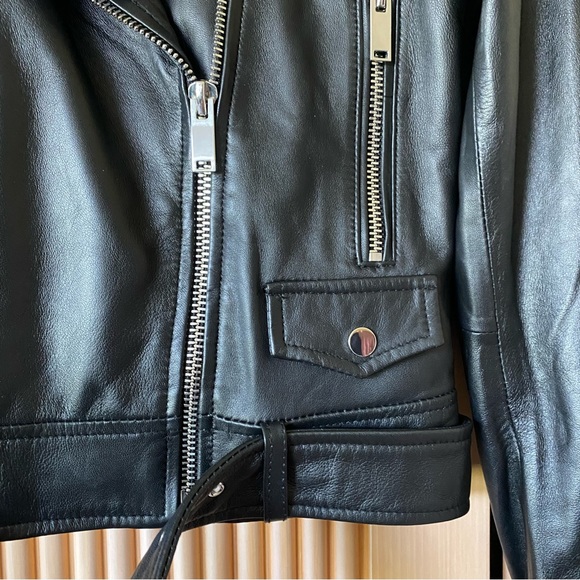 Zara sheep leather biker jacket black - Picture 9 of 16